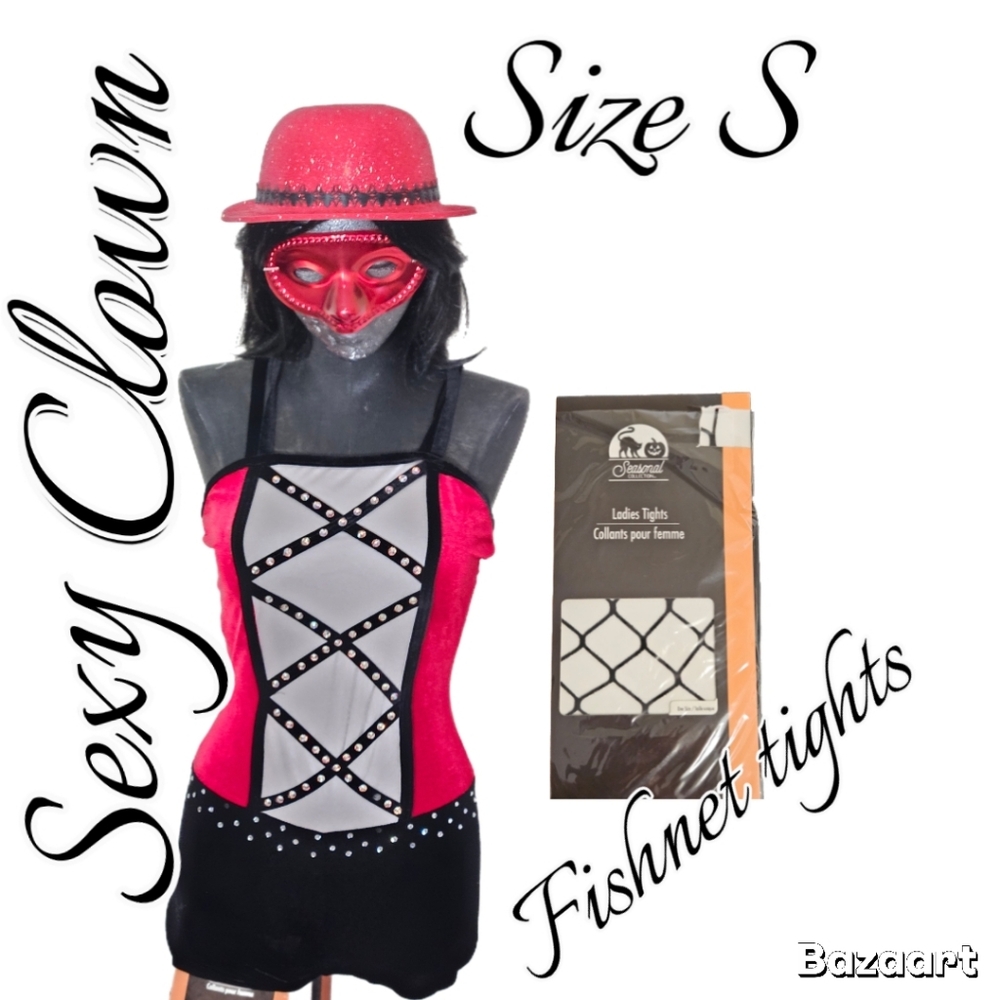 Halloween Costume Sexy Clown Size XS  Velvet One Piece Cosplay Costume